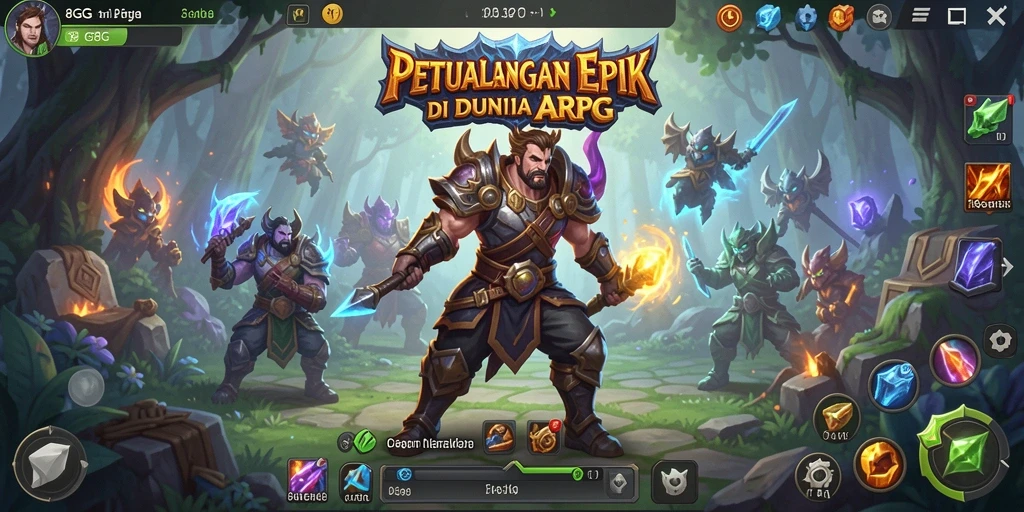 Screenshot gameplay ARPG menampilkan karakter bertarung melawan monster besar.