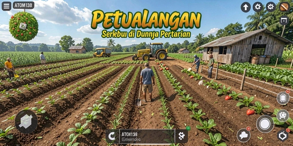 Tangkapan layar gameplay ATOM138 menunjukkan keseruan berkebun yang menyenangkan.