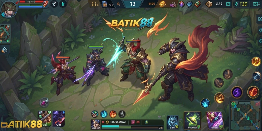 Screenshot utama BATIK88 menampilkan aksi seru dalam gameplay MOBA.