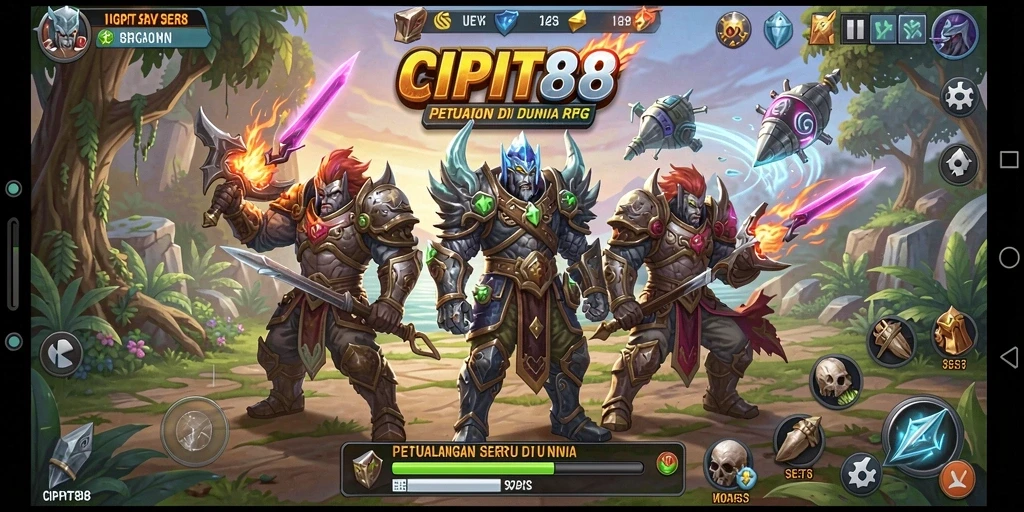 Screenshot utama CIPIT88 menampilkan pertarungan mendebarkan dalam mode RPG.