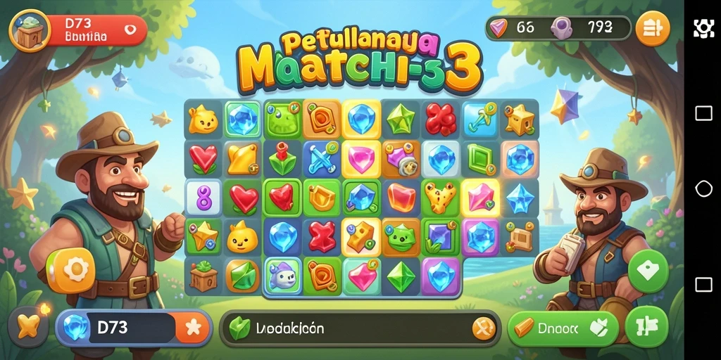 Screenshot dari gameplay seru D73 yang menunjukkan pencocokan objek.