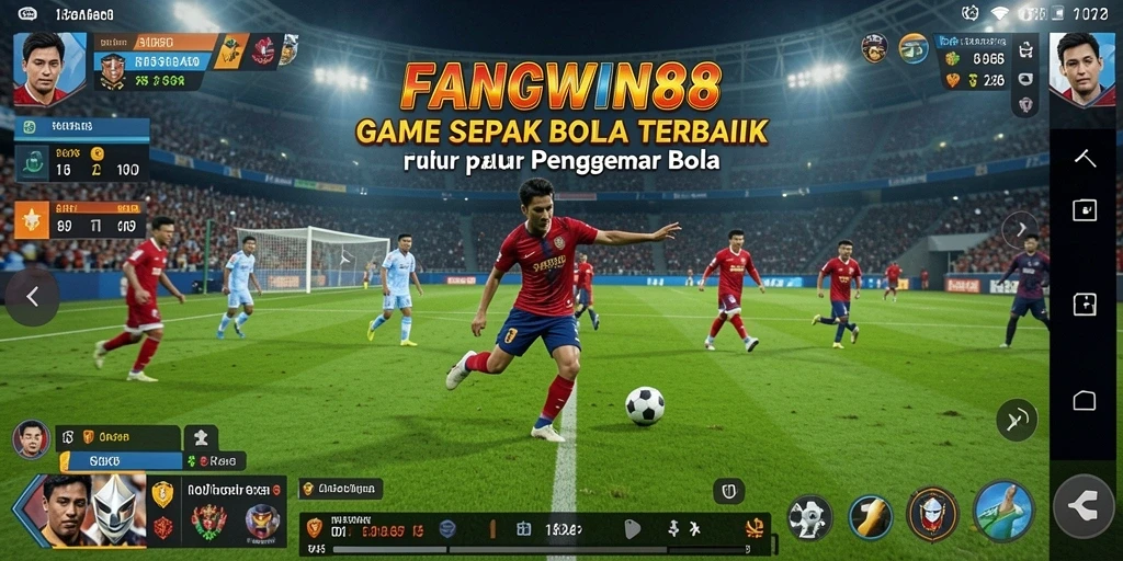 Screenshot gameplay FANGWIN88 dengan aksi sepak bola realistis.
