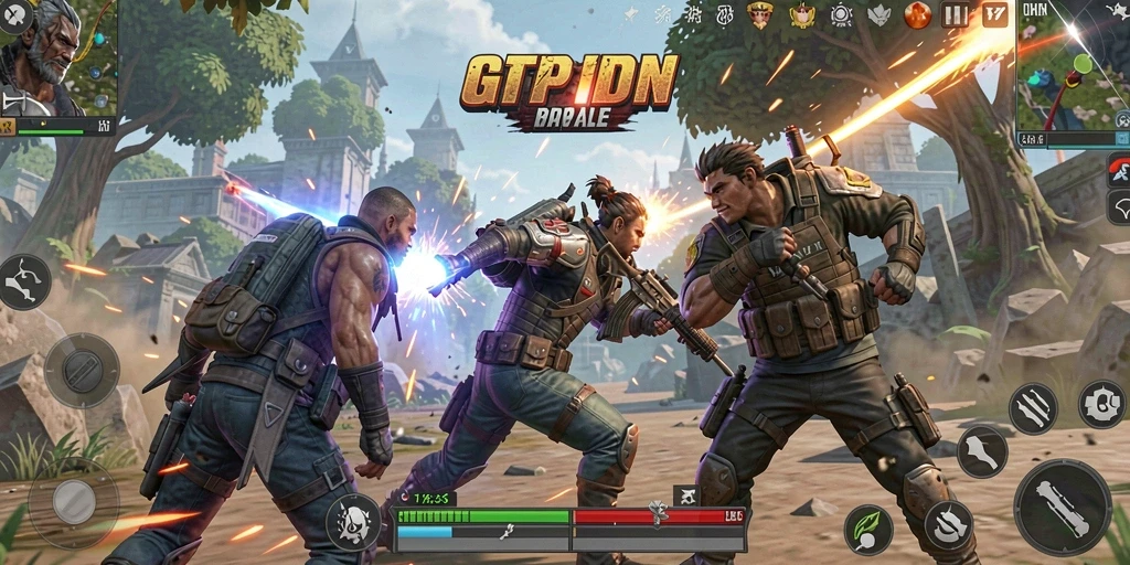 Screenshot GTPIDN menampilkan aksi pertempuran sengit dalam Battle Royale.