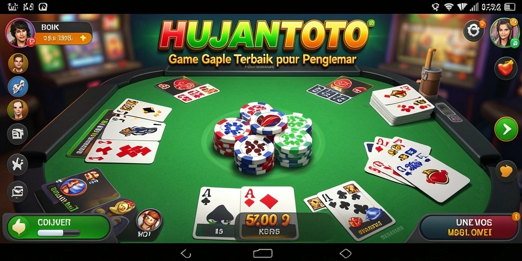 Screenshot gameplay HUJANTOTO dengan suasana permainan Gaple yang seru.