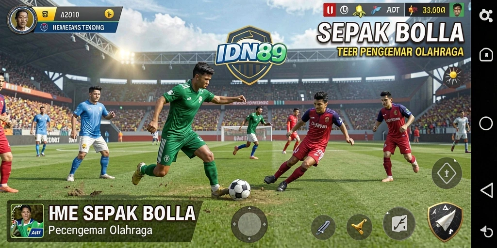 Screenshot IDN89 menampilkan aksi seru dalam pertandingan sepak bola.