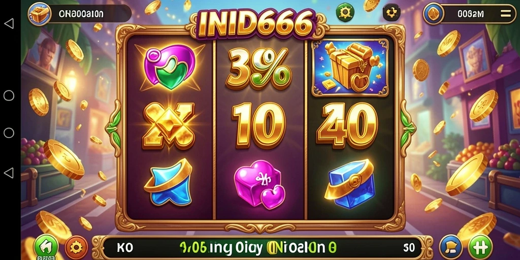 Screenshot menunjukkan gameplay Slot yang menegangkan di IND666.