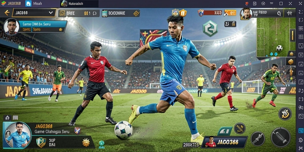 Screenshot utama JAGO368 menampilkan gameplay olahraga yang seru.