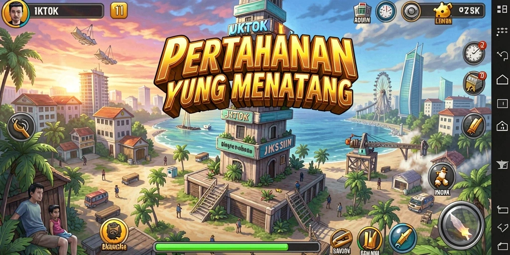 Tampilan gameplay JKTOK yang penuh aksi dan strategi Tower Defense.