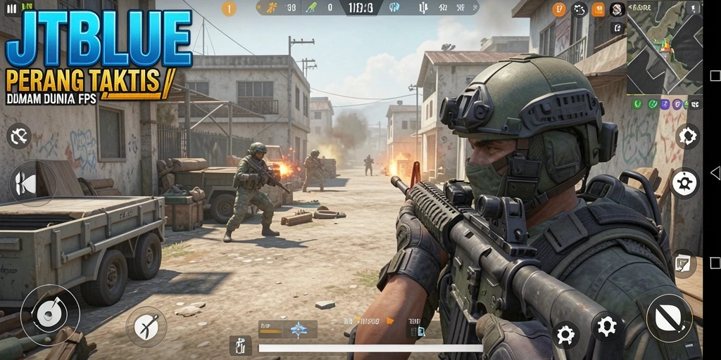 Tampilan permainan FPS yang mendebarkan dan realistis di JTBLUE.