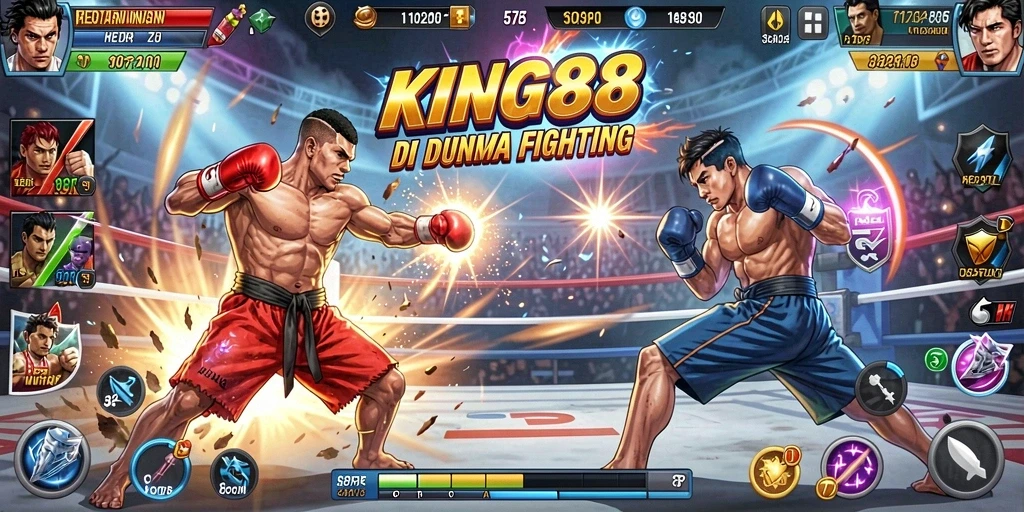 Tampilan gameplay KING88 yang mendebarkan saat pertarungan berlangsung.
