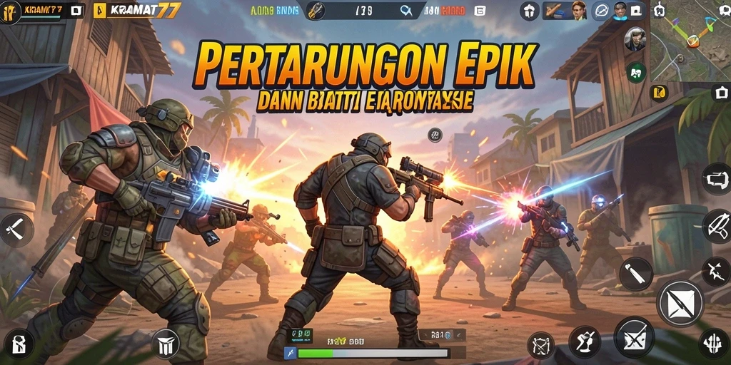 Tampilan gameplay KRAMAT77 yang mendebarkan dalam pertempuran Battle Royale.