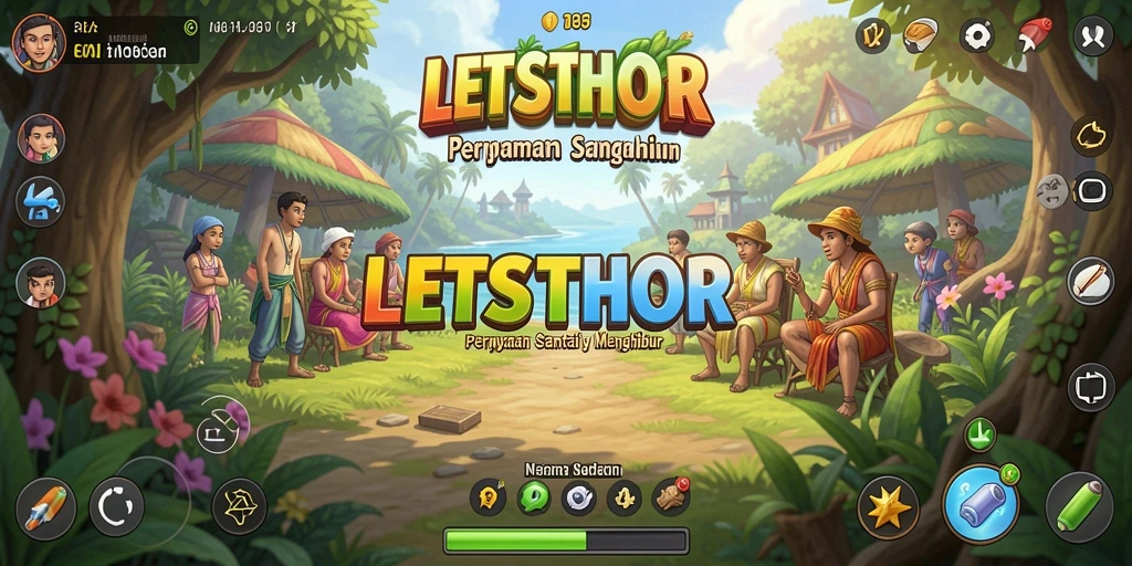 Tampilan gameplay LETSTHOR yang menarik dan penuh warna.