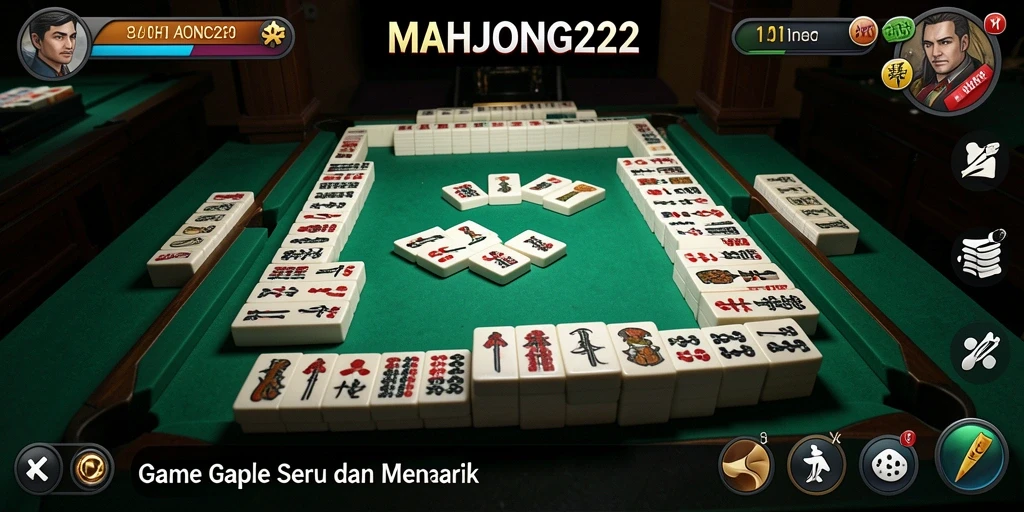 Tampilan gameplay seru dari MAHJONG222 saat bermain Gaple.
