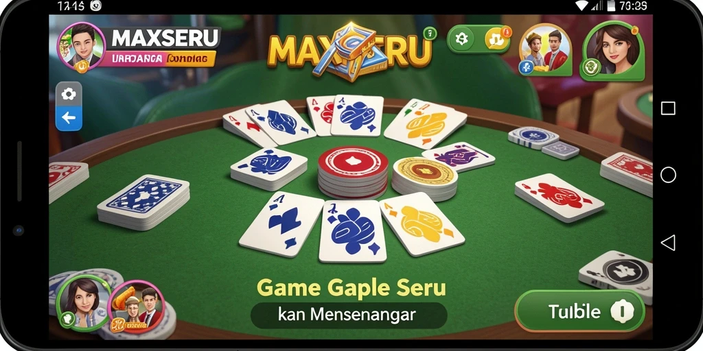 Tampilan gameplay seru dalam MAXSERU, pengalaman Gaple yang mengasyikkan.