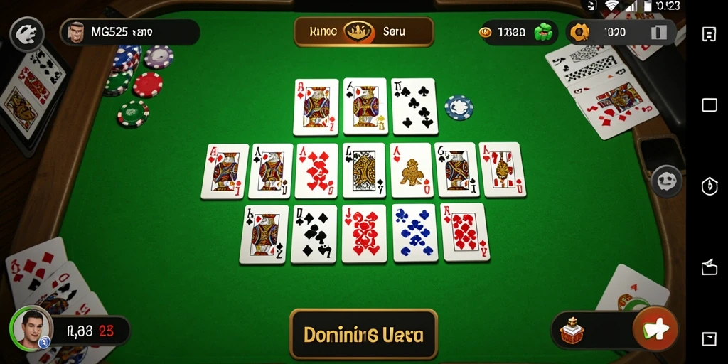 Tampilan gameplay seru di MG525 dengan aksi domino yang mendebarkan.