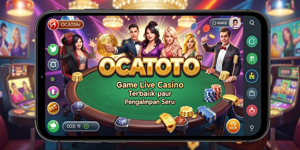 Screenshot permainan OCATOTO yang menunjukkan suasana Live Casino yang mendebarkan.