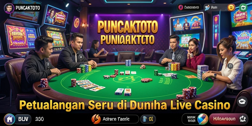 Tampilan gameplay PUNCAKTOTO dengan dealer langsung yang interaktif.