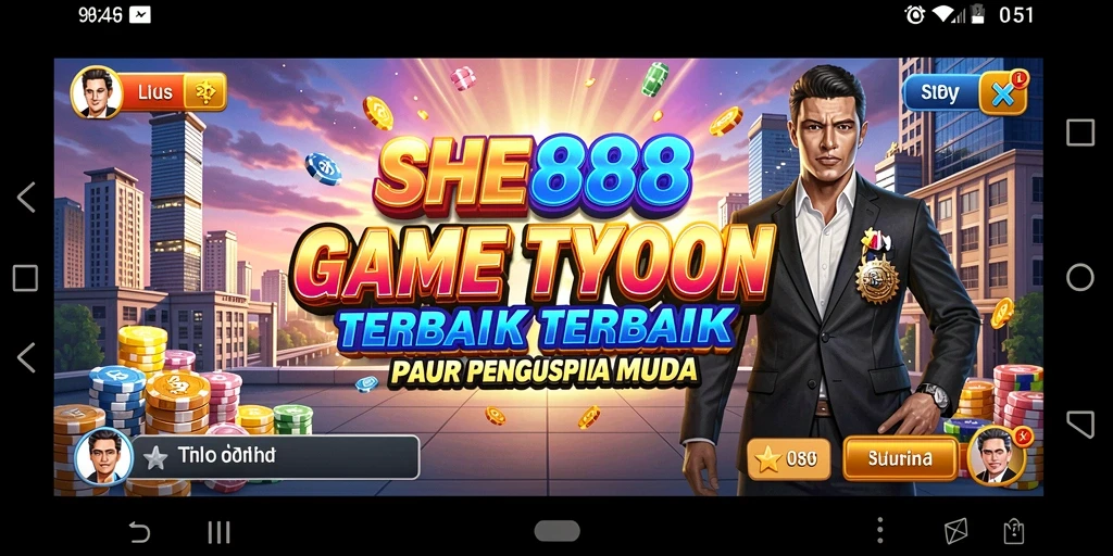 Screenshot gameplay SHE888 menampilkan pengelolaan bisnis yang seru.
