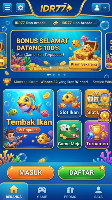 Tampilan antarmuka aplikasi idr77 yang intuitif.